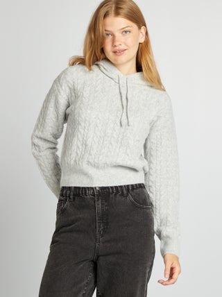 Pull à capuche en maille torsadée