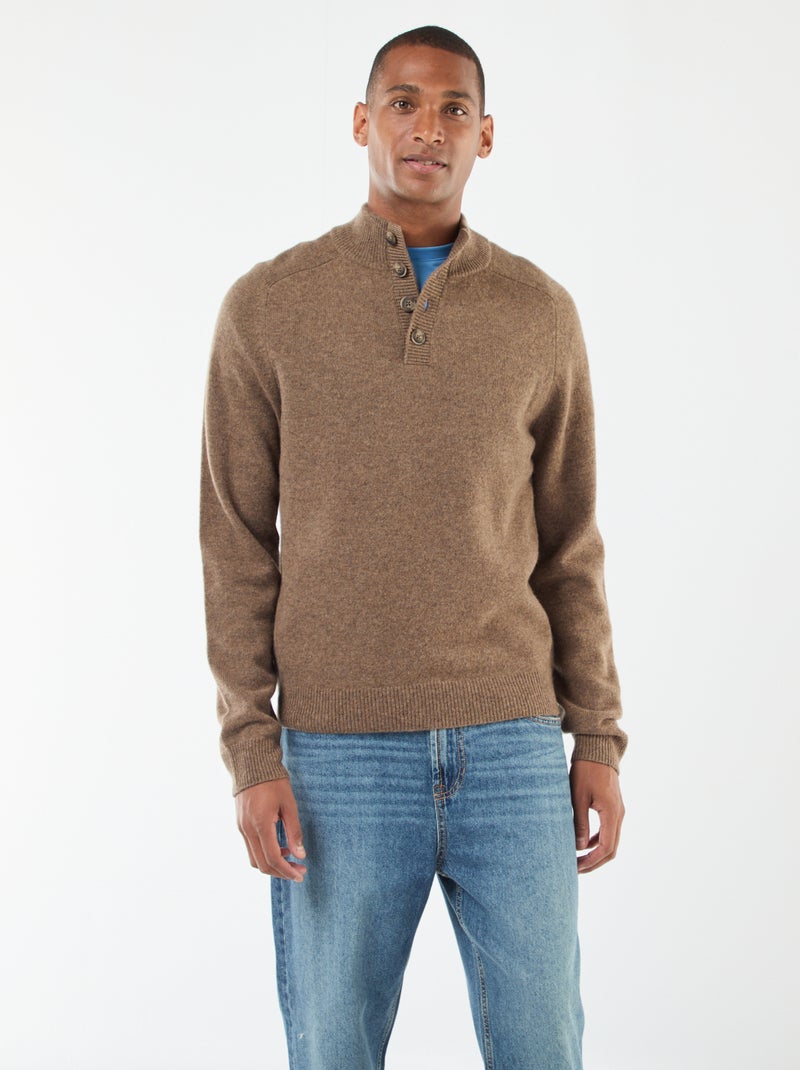 Pull à col camionneur Beige - Kiabi