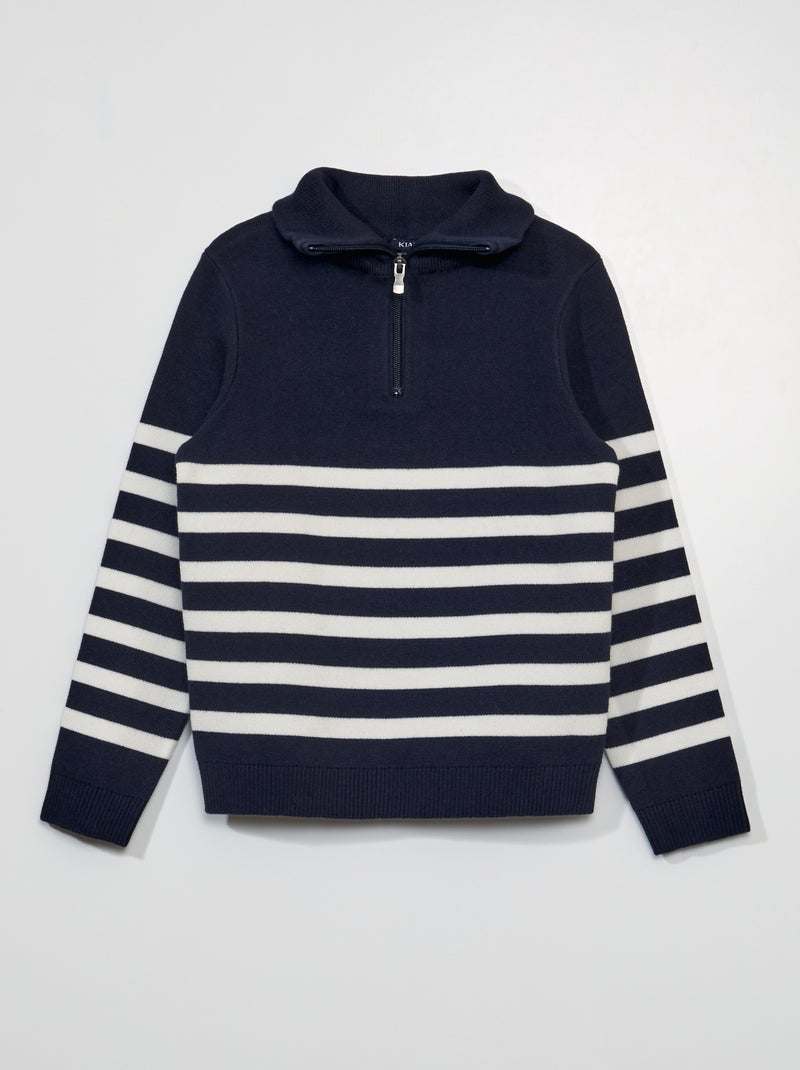 Pull à col camionneur Bleu/blanc - Kiabi