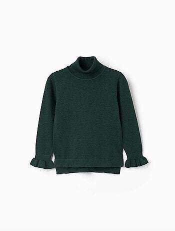 Pull à col montant avec poignets à volants