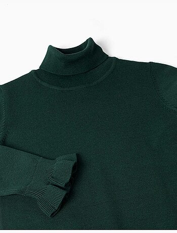 Pull à col montant avec poignets à volants