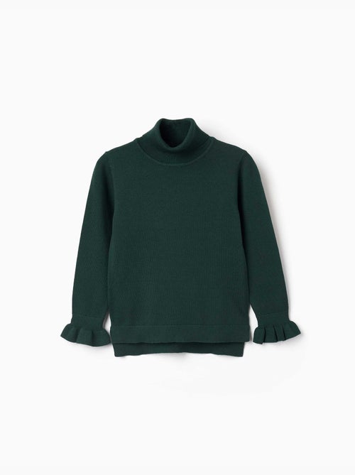 Pull à col montant avec poignets à volants - Kiabi