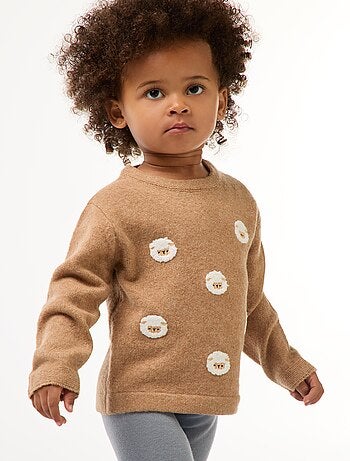 Pull à col rond avec broderies