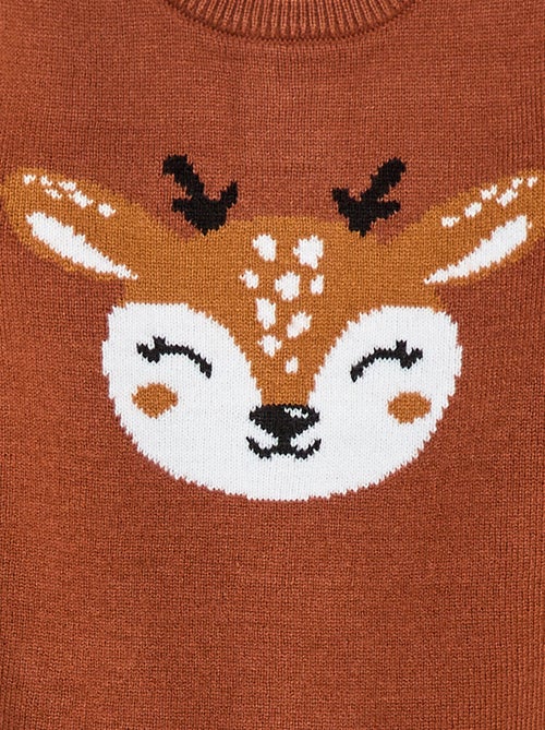 Pull à col rond avec 'cerf' imprimé - Kiabi