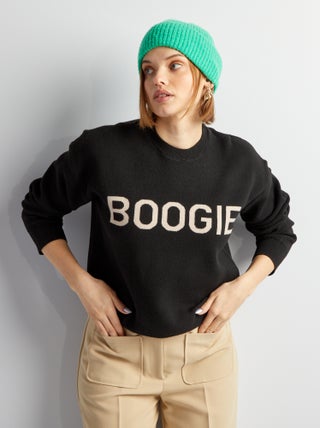 Pull à col rond avec inscription