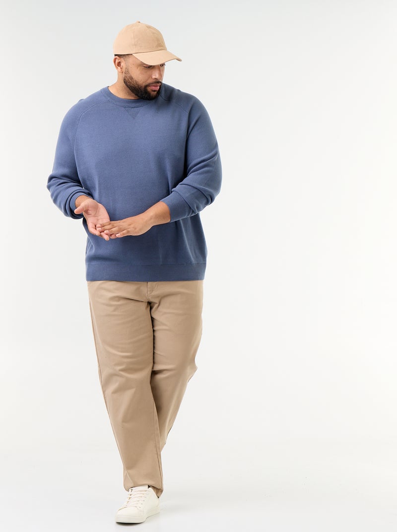 Pull à col rond en grosse jauge Bleu - Kiabi