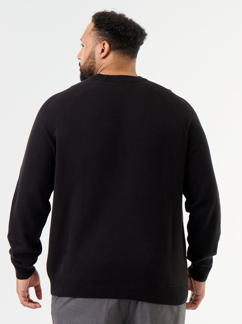 Pull à col rond en grosse jauge Noir - Kiabi