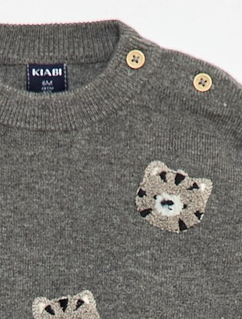 Pull à col rond en maille avec broderies