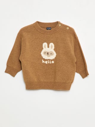 Pull à col rond en maille avec broderies