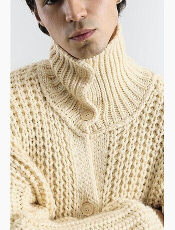 Pull à col roulé côtelé oversize avec fermeture à boutons giesto