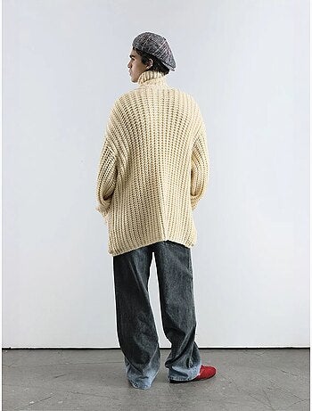 Pull à col roulé côtelé oversize avec fermeture à boutons giesto