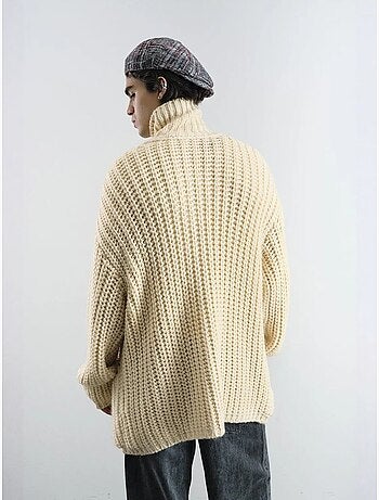 Pull à col roulé côtelé oversize avec fermeture à boutons giesto