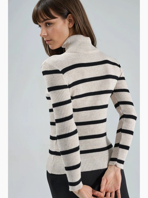 Pull à col roulé côtelé rayé my fashion - Kiabi