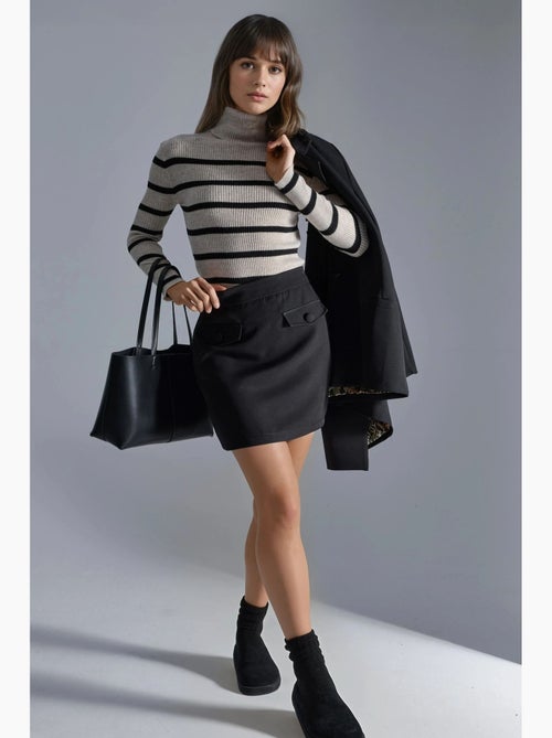 Pull à col roulé côtelé rayé my fashion - Kiabi