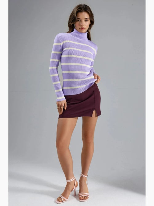 Pull à col roulé côtelé rayé my fashion - Kiabi