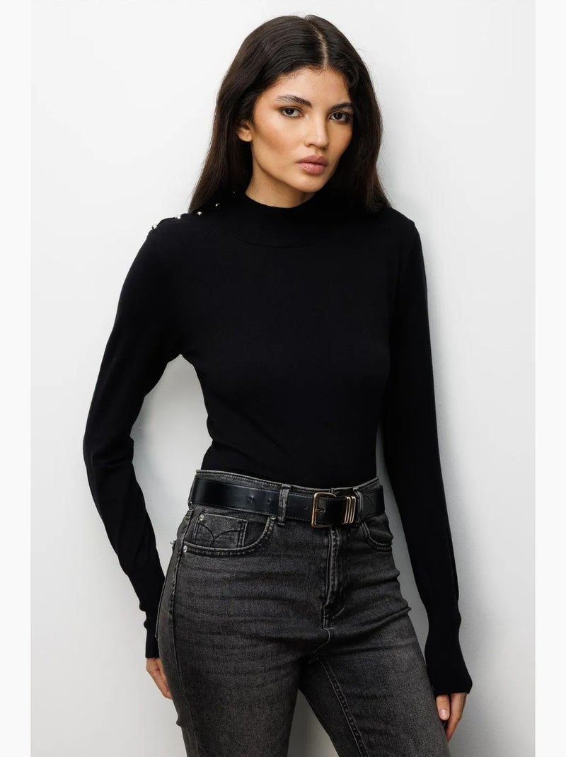 Pull à col roulé en maille d'épaisseur moyenne mixray Noir - Kiabi
