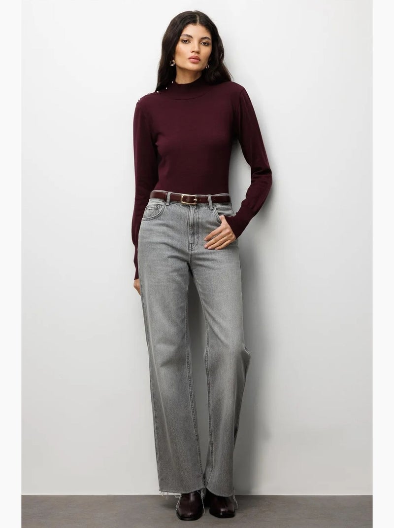 Pull à col roulé en maille d'épaisseur moyenne mixray Rouge bordeaux - Kiabi