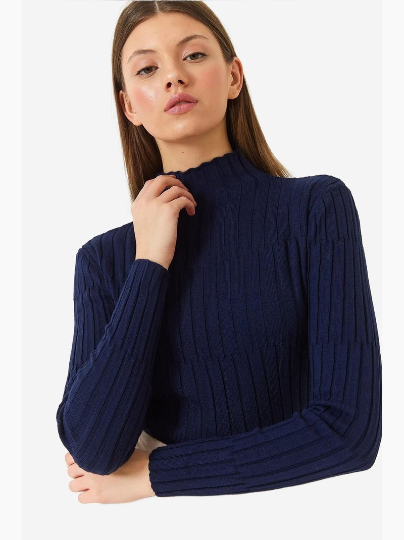 Pull à col roulé et empiècements lucci Bleu marine - Kiabi