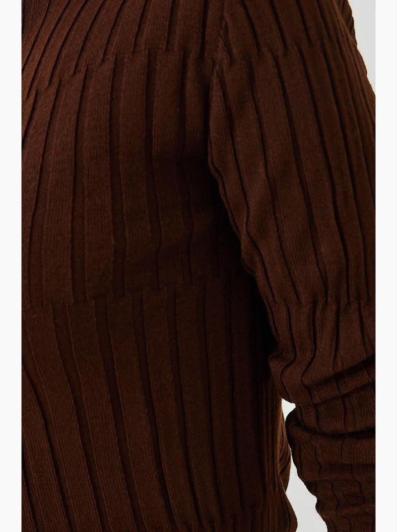 Pull à col roulé et empiècements lucci Marron foncé - Kiabi