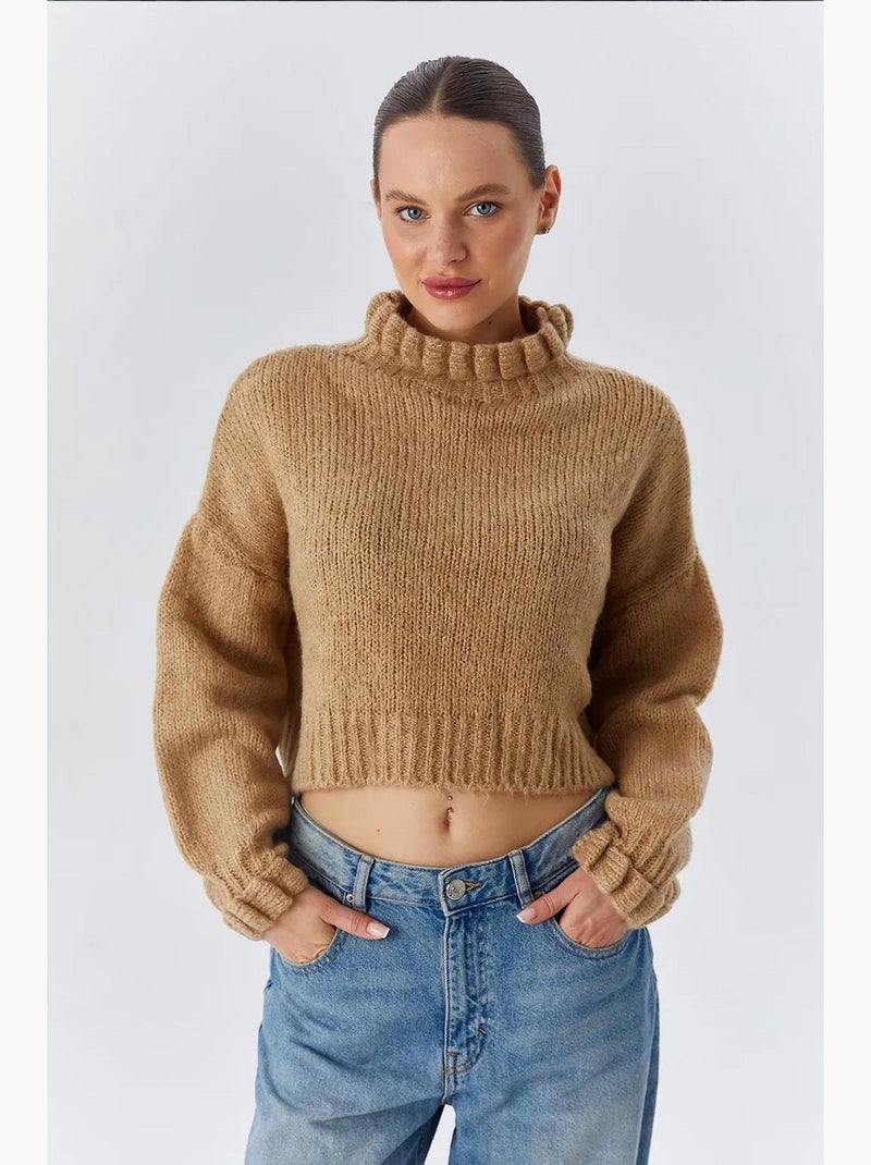 Pull à col roulé mi-long coupe décontractée mixray Grège - Kiabi