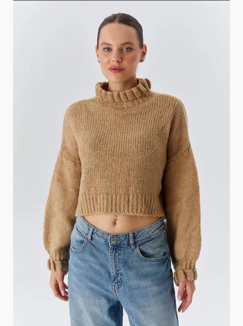 Pull à col roulé mi-long coupe décontractée mixray Grège - Kiabi