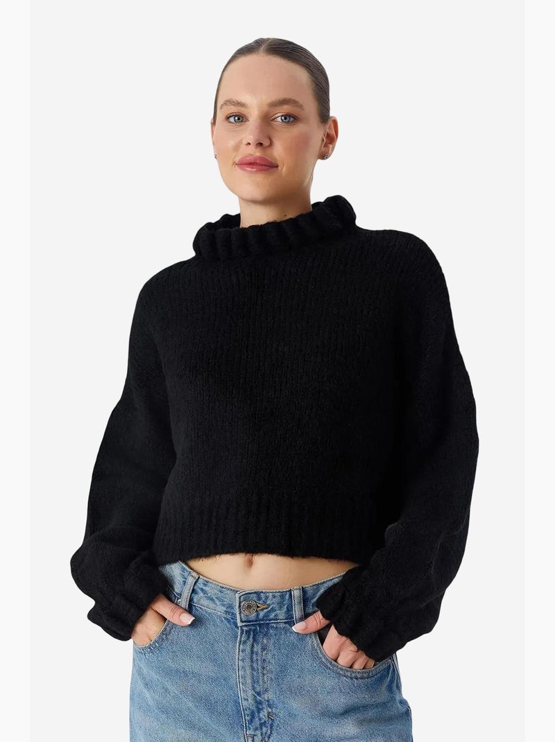 Pull à col roulé mi-long coupe décontractée mixray Noir - Kiabi