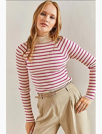 Pull à col roulé rayé lucci