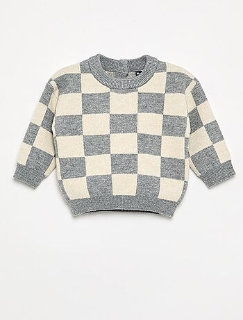 Pull à damiers en maille grosse jauge