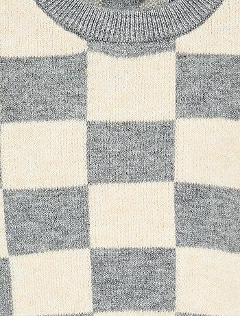 Pull à damiers en maille grosse jauge