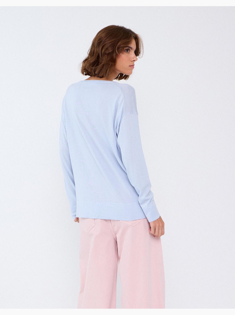 Pull à décolleté henley, mo fashion Bleu - Kiabi