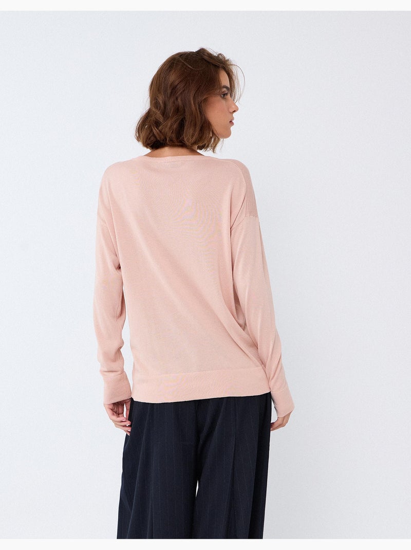 Pull à décolleté henley, mo fashion Rose - Kiabi