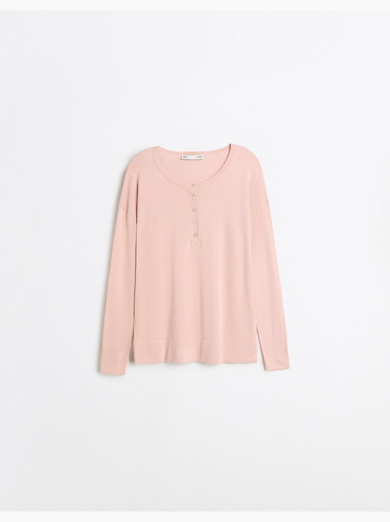 Pull à décolleté henley, mo fashion Rose - Kiabi