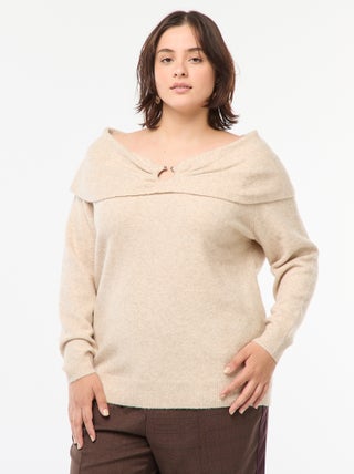 Pull à encolure bardot avec détail poitrine