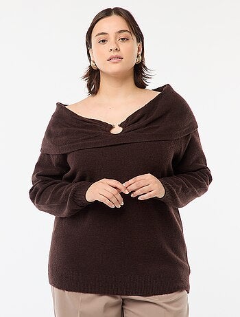 Pull à encolure bardot avec détail poitrine