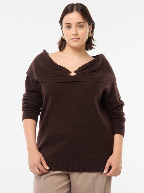 Pull à encolure bardot avec détail poitrine - Kiabi
