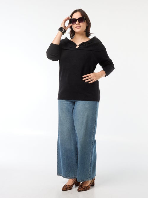 Pull à encolure bardot avec détail poitrine - Kiabi