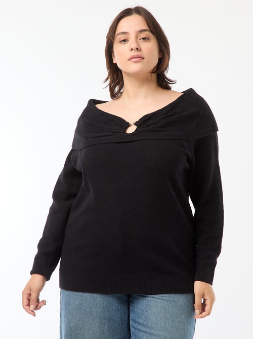 Pull à encolure bardot avec détail poitrine - Kiabi