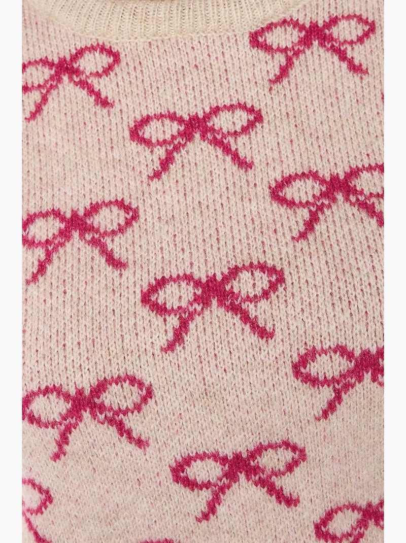 Pull à manches courtes à motif nœud Rose - Kiabi