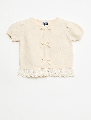 Pull à manches courtes avec nœuds fantaisies