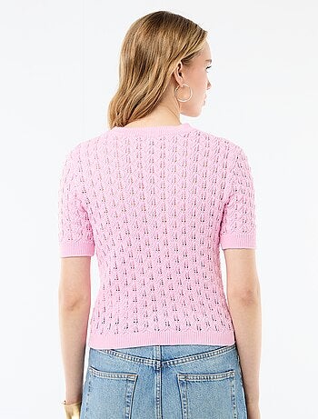 Pull à manches courtes en maille crochet ajourée