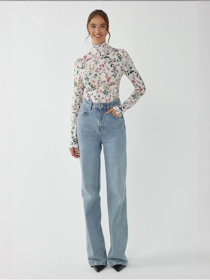 Pull à manches longues à imprimé floral Multicolore - Kiabi