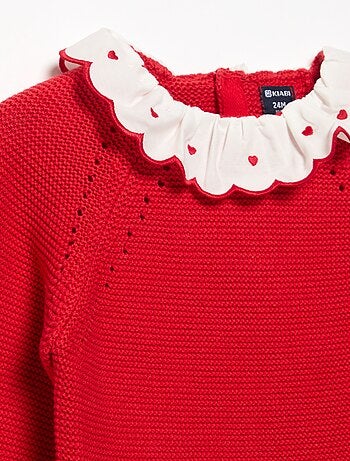 Pull à manches longues et col fantaisie