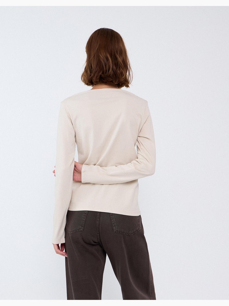 Pull à manches longues, mo fashion Beige - Kiabi