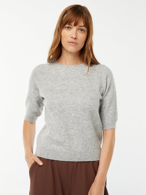 Pull à manches mi-longues en maille tricot - Kiabi