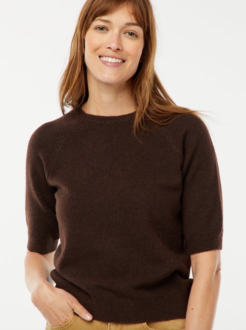 Pull à manches mi-longues en maille tricot - Kiabi