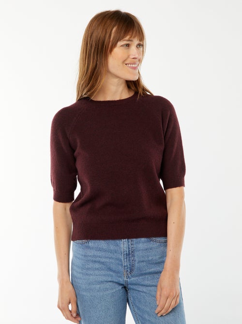 Pull à manches mi-longues en maille tricot - Kiabi