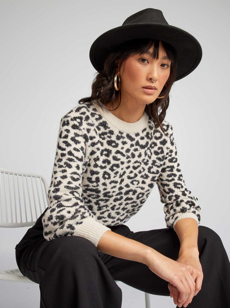 Pull à motif Blanc/noir - Kiabi
