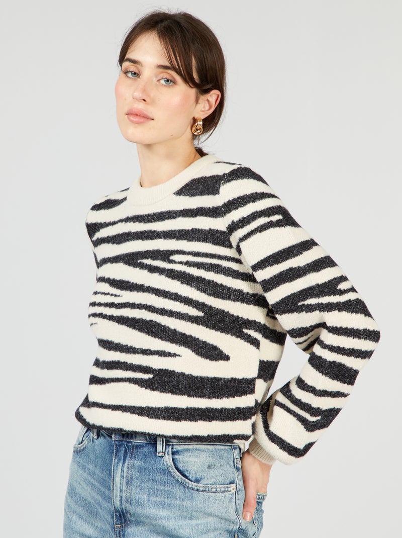 Pull à motif Noir zèbre - Kiabi