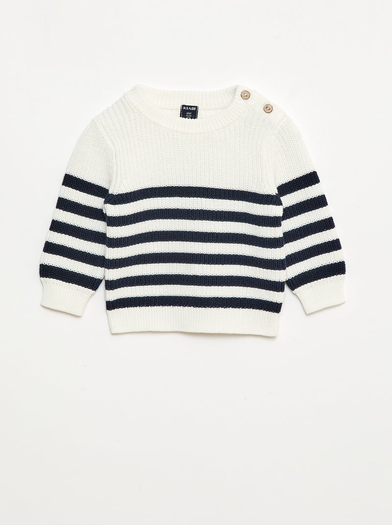 Pull à rayures en coton Bleu - Kiabi