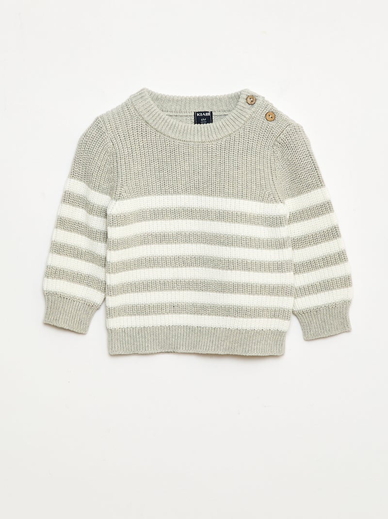 Pull à rayures en coton Gris - Kiabi
